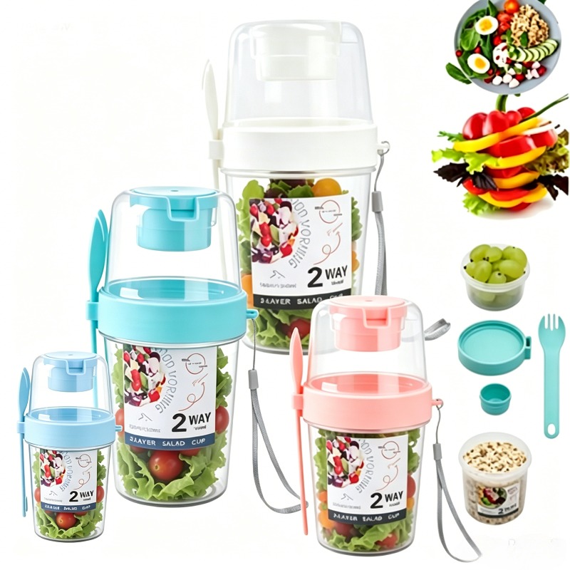 Meal Prep Yogurt Containers - كوب سلطة محمول، كوب شوفان مزدوج،