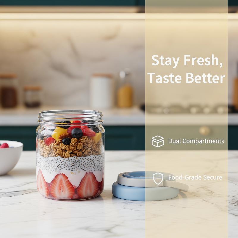 كوب إفطار محمول للشوفان والحبو - مراجعة Meal Prep Yogurt Containers وسعره