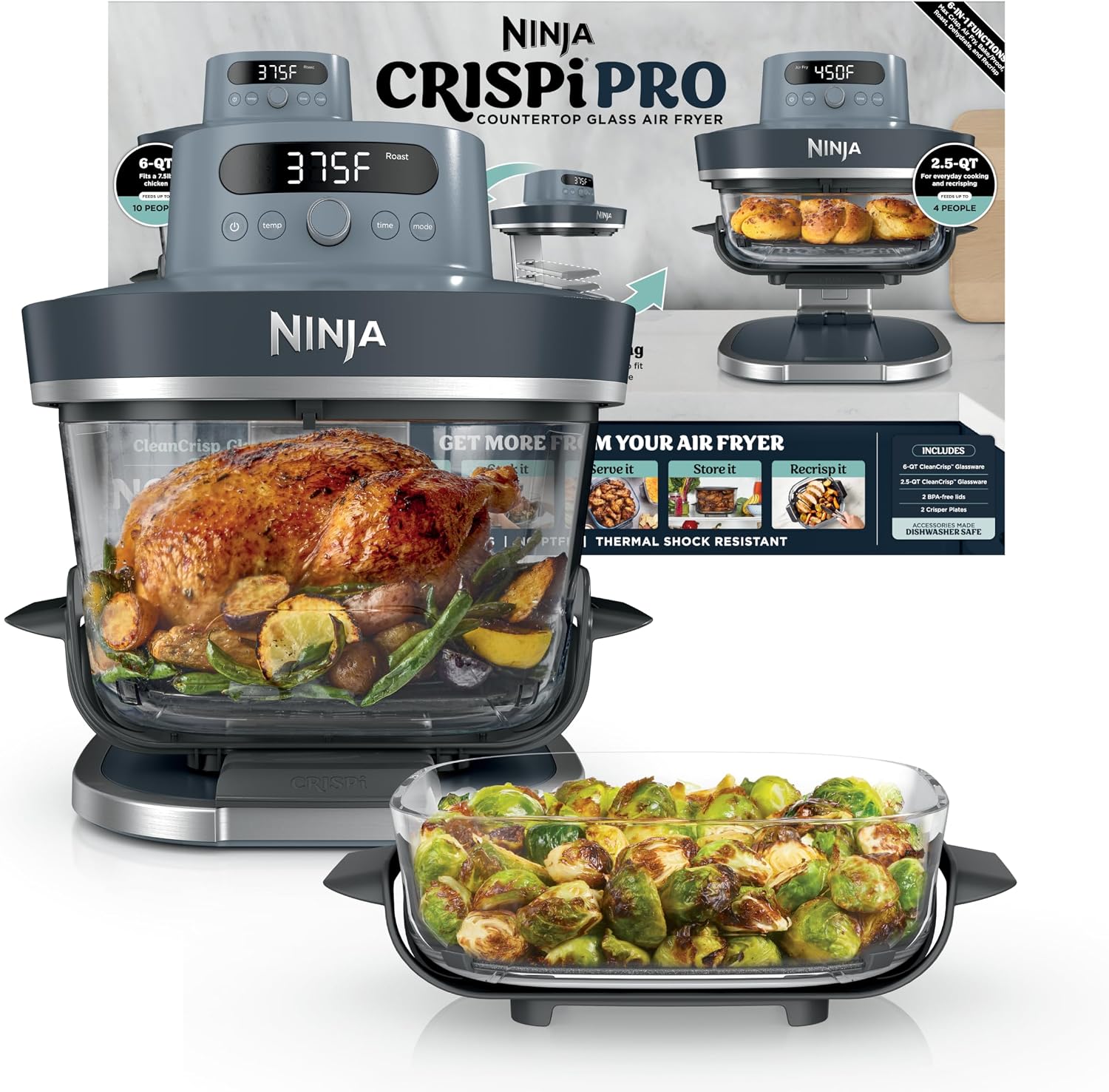 مقلاة هوائية زجاجية نينجا كريس - مراجعة Meal Prep Microwave وسعره