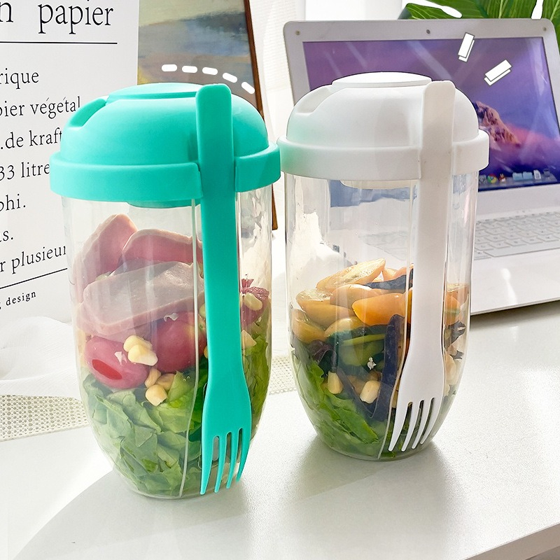 وعاء سلطة محمول مع غطاء وشوكة  - مراجعة Meal Prep Yogurt Containers وسعره
