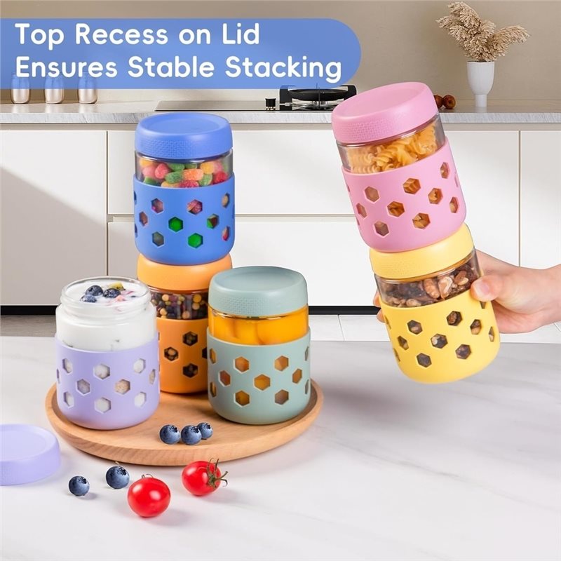 أوعية زجاجية من ABMH مع أغطية  - مراجعة Meal Prep Oatmeal Jars وسعره